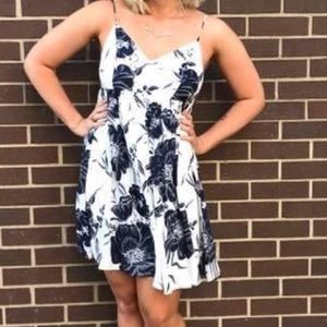 Navy and White Floral Dress